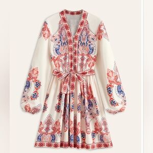 Commense Floral Print Buttoned Belted Dress